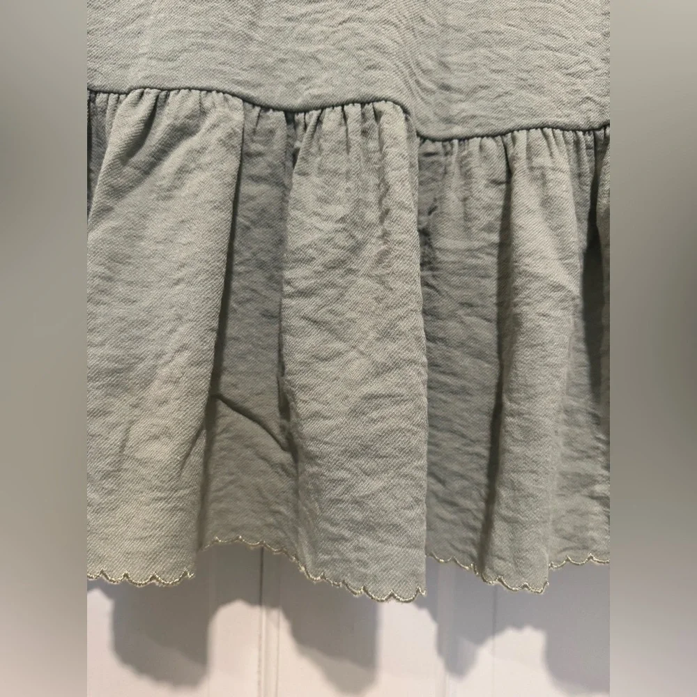 FRNCH Sage Green Mini Dress with Long Sleeves and Scalloped Hem, sz S - Picture 11 of 15